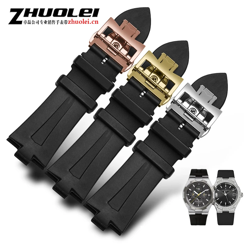 

Hot Sale High quality deployment Black PVD Stainless buckle rubber Watchbands rubber for V C 47450/000W-9511 wrist straps