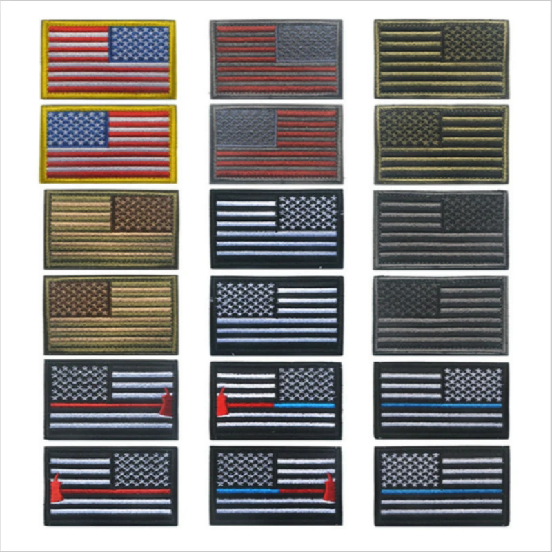 

(Pair) Embroidery Patch American National Flag US Flag Stars And Strips Flag Embroidered Patches Military Tactical Armband Badge