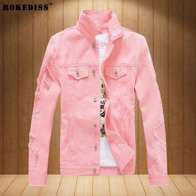pink mens jean jacket