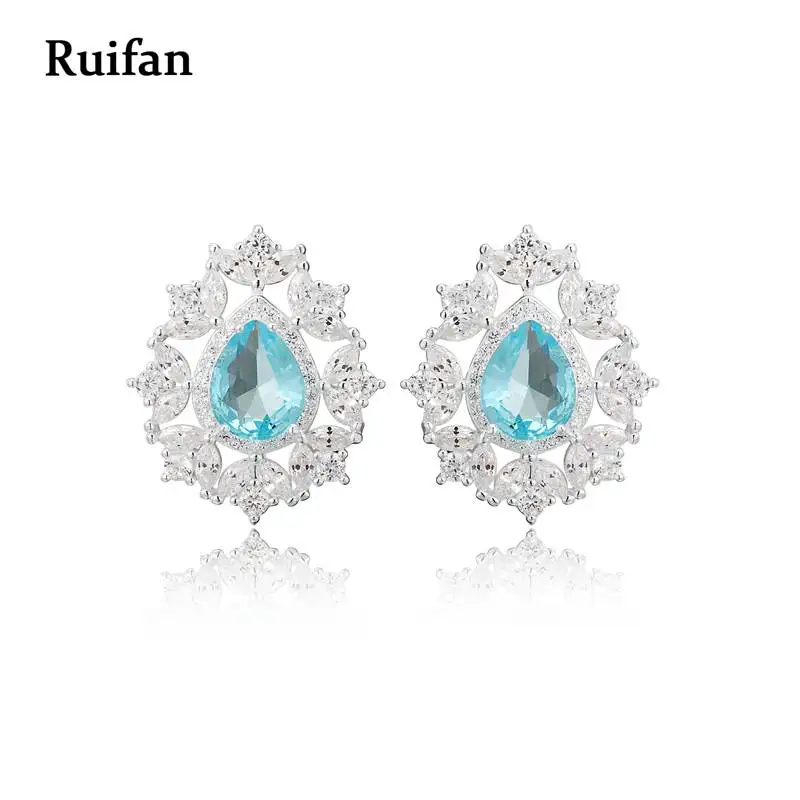 

Clearance Sale Top Quality Luxury Sky Blue Cubic Zircon 925 Sterling Silver Stud Earrings for Women Christmas Jewelry YEA044