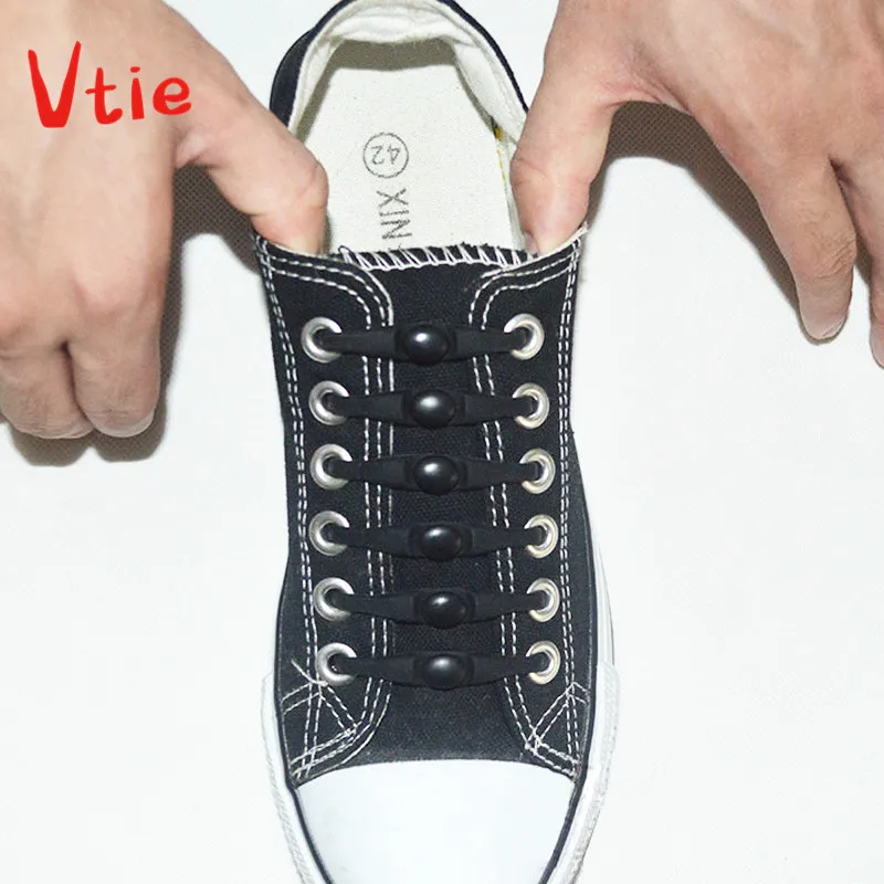 

12pcs/pack Women Men No Tie Silicone Shoe Laces with An Button On The middle Silicone Shoelaces for All shoes with Holes