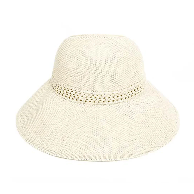 Модные солнцезащитные шапки с бантом, Женский хвостик, шапка от солнца, вязаная лента, рафия, шапка для женщин, кепка с УФ защитой, Женская пляжная шапка