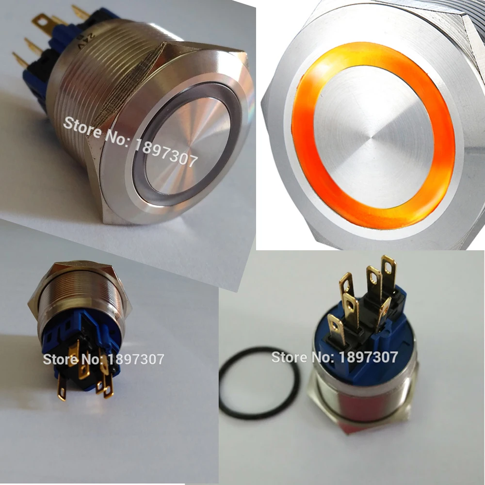 

22mm Momentary vandal-Resistant Switch With white Red Green Blue Orange 24V 12V 5V Ring LED 304 Stainless Steel Waterproof