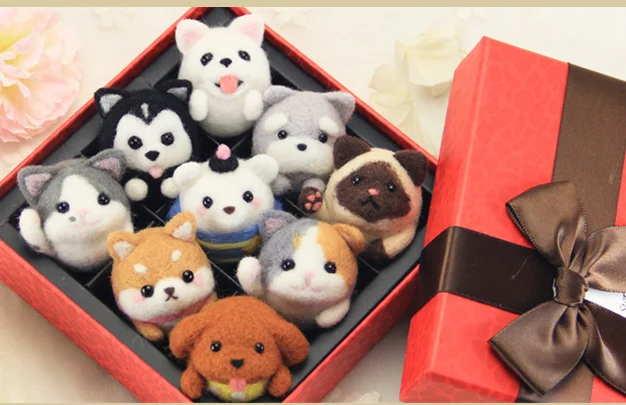 

oneroom Animal gift box cartoon animal set wool needlepoint kit wool felt needle felting decoration craft needlecraft