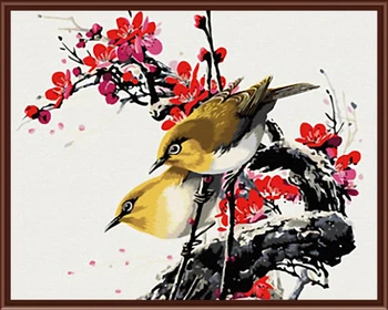 

Frameless Picture On Canva Wall Painting By Numbers Abstract Bird and Flower Modern Home Wall Decor Painting DIY Art Painting