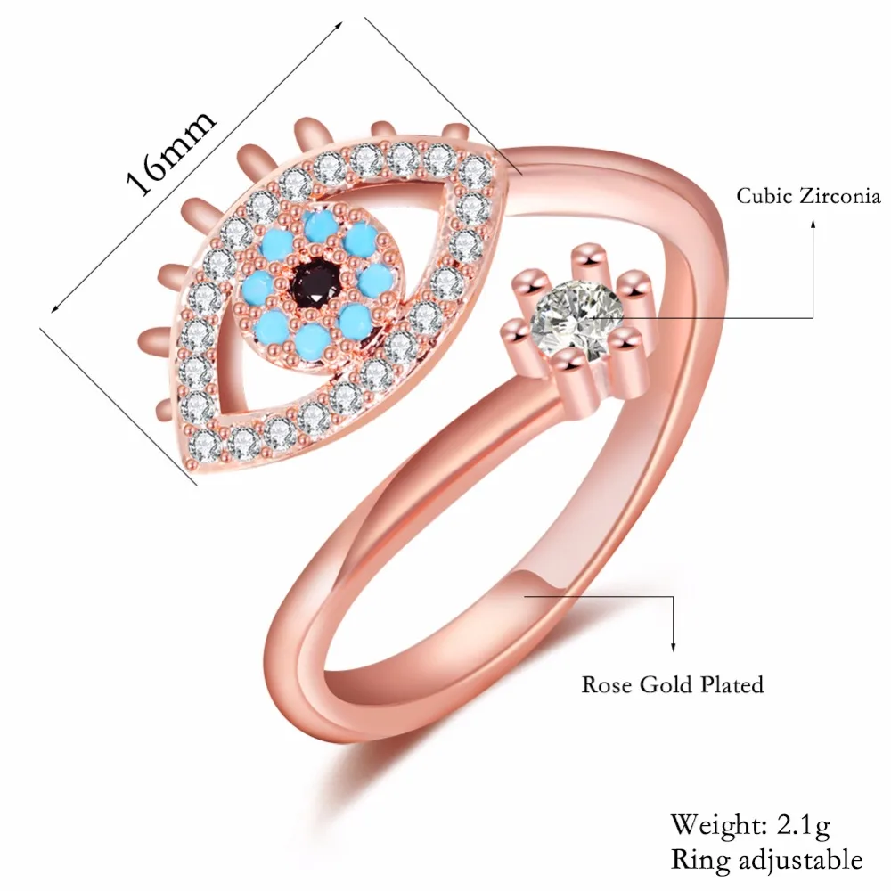 DEELAN кольца для женщин кубический цирконий дьявол глаз ювелирные изделия Регулируемые Девушки голубой глаз Кристалл кольцо Рождество мода ювелирные изделия