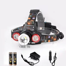 Супер яркий светодиодный перезаряжаемый налобный фонарь 3 x XML T6 1200 люмен Водонепроницаемый светодиодный фонарь