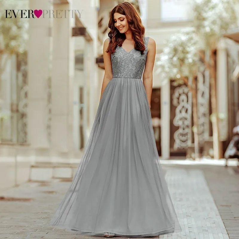 Evening Dresses Long 2019 Ever Pretty EP07509 Elegant A-line V-neck Tulle Sleeveless Lace Appliques Formal Evening Party Gowns Evening Dresses Long 2019 Ever Pretty EP07509 Elegant A-line V-neck Tulle Sleeveless Lace Appliques Formal Evening Party Gowns