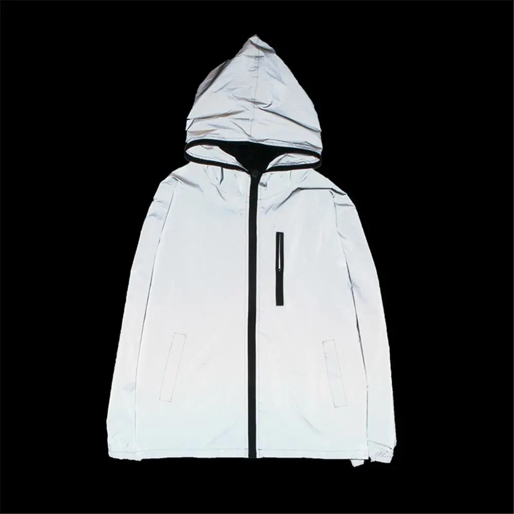 

3M Full Reflective Jacket Men & Women Long Sleeve Hoodies Jackets Coat Hip Hop Waterproof Windbreaker Female Plus Size 5XL Coat