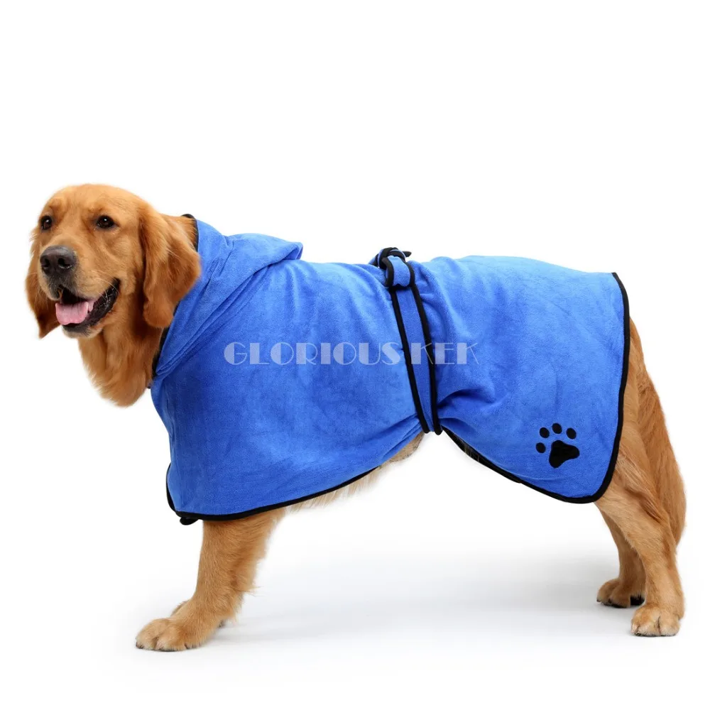 XS-XL банный халат для собак, теплая одежда для собак, супер впитывающее полотенце для домашних животных, полотенце с вышивкой в виде лапы кошки, банное полотенце для домашних животных, товары для ухода за домашними животными