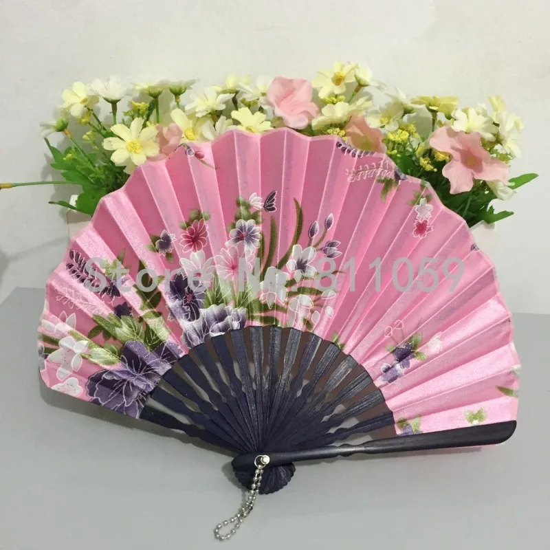 

Free Shipping 40pcs/lot assorted colors & flower designs seashell shape Japanese style bamboo hand fan
