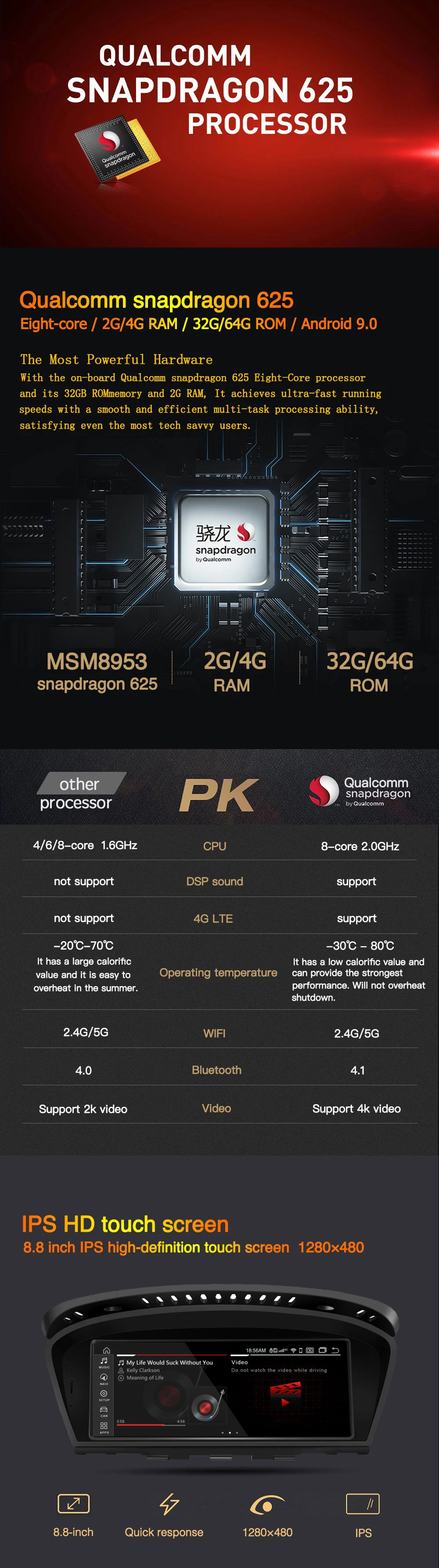 Best 8.8"Qualcomm Octa-Core 4G+64G 4G LTE Android 9  Car Multimedia IPS for BMW Series3/5 E60 E61 E90 E91 Bluetooth gps navigation 17