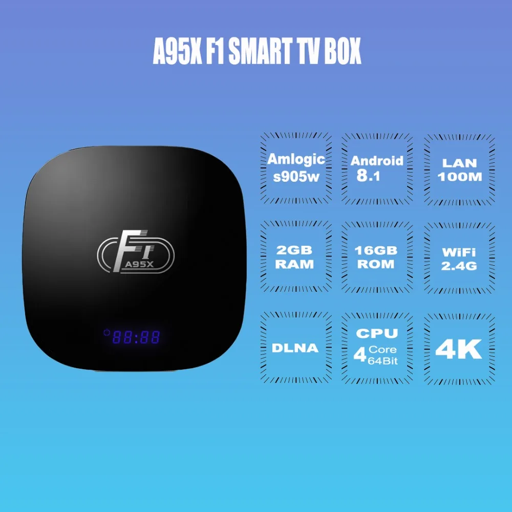 Приставка Смарт ТВ A95X F1 Android 8 1 4 ядра 2 + 16 ГБ ГГц Wi Fi|ТВ-приставки и медиаплееры| |