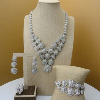 

Yuminglai 2019 African Silver Color Jewelry Sets Dubai Ladies Jewelry Sets FHK5593