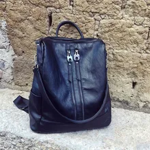 100% Cuir véritable из овечьей кожи женские рюкзак двойной молнии школьная сумка для подростков Meninas Mochila Feminina XB1606