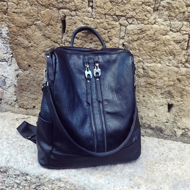 

100% Genuine Leather Women Backpack Korean Style Student School Bag For Teenage Girl Designer Sheepskin Female Travel Bag XB1606