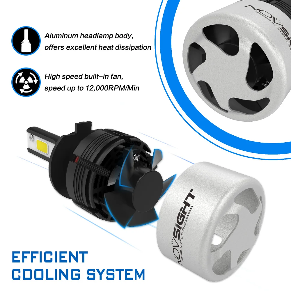 NOVSIGHT H4 H7 светодиодный H11 H1 9005 9006 H3 H8 H9 COB светодиодный головной светильник 72W фары для 9000LM Автомобильный светодиодный головной светильник s лампы Противотуманные фары светильник 6500K 12V