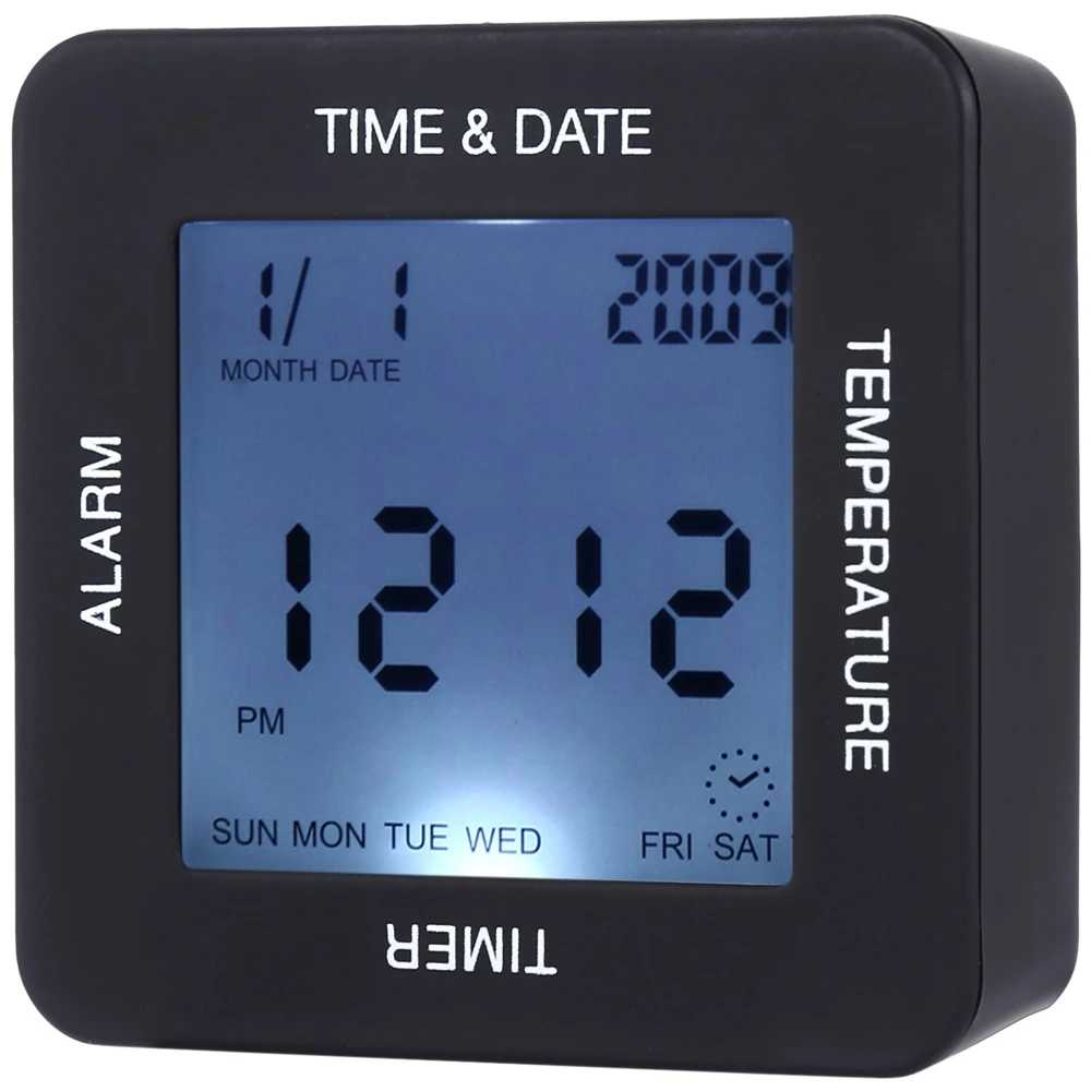 TS BN65 Creative Multifunctional Four side Digital Rotate Clock Alarm