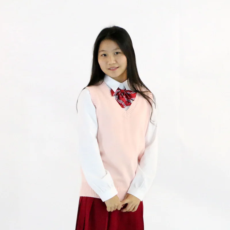 Japanese School Uniform Vest Sweater Women 2018 Spring Winter New Fashion Female V-neck Sleeveless Solid Color Vests Sweaters