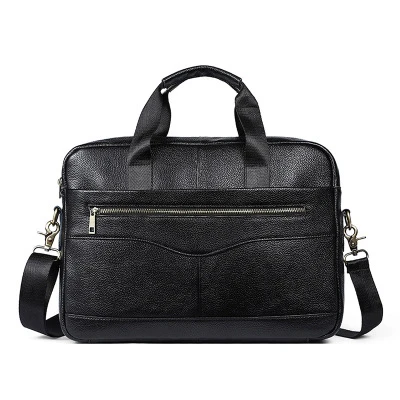 Genuine Leather Men's Bag Casual Business Briefcase Cross Section Men Shoulder Messenger Bag Handbag Tide - Цвет: Black