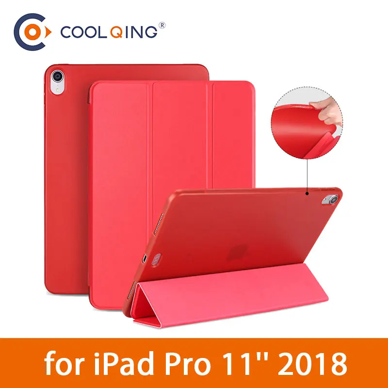 

TPU Soft Tablets Case For iPad Pro 11'' 2018 Tri-folded Smart Wake/Sleep Cases Soft Shell Protective Covers For iPad Pro 11 Case