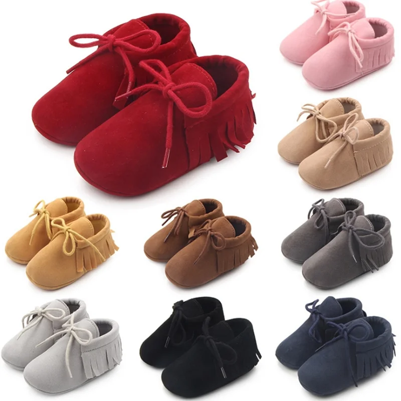 

E&Bainel Newborn Baby Moccasins Suede PU Leather Shoes Infant Toddler Kids Girls Boy Prewalker Anti-slip Crib Shoes First Walker