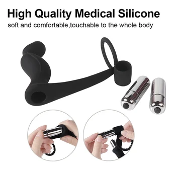 MLSice Male Prostate Massage Cock Ring Anal Butt Plug Vibrator Silicone Sex Toys for Couple Men Penis Training Delay Ejaculation 5