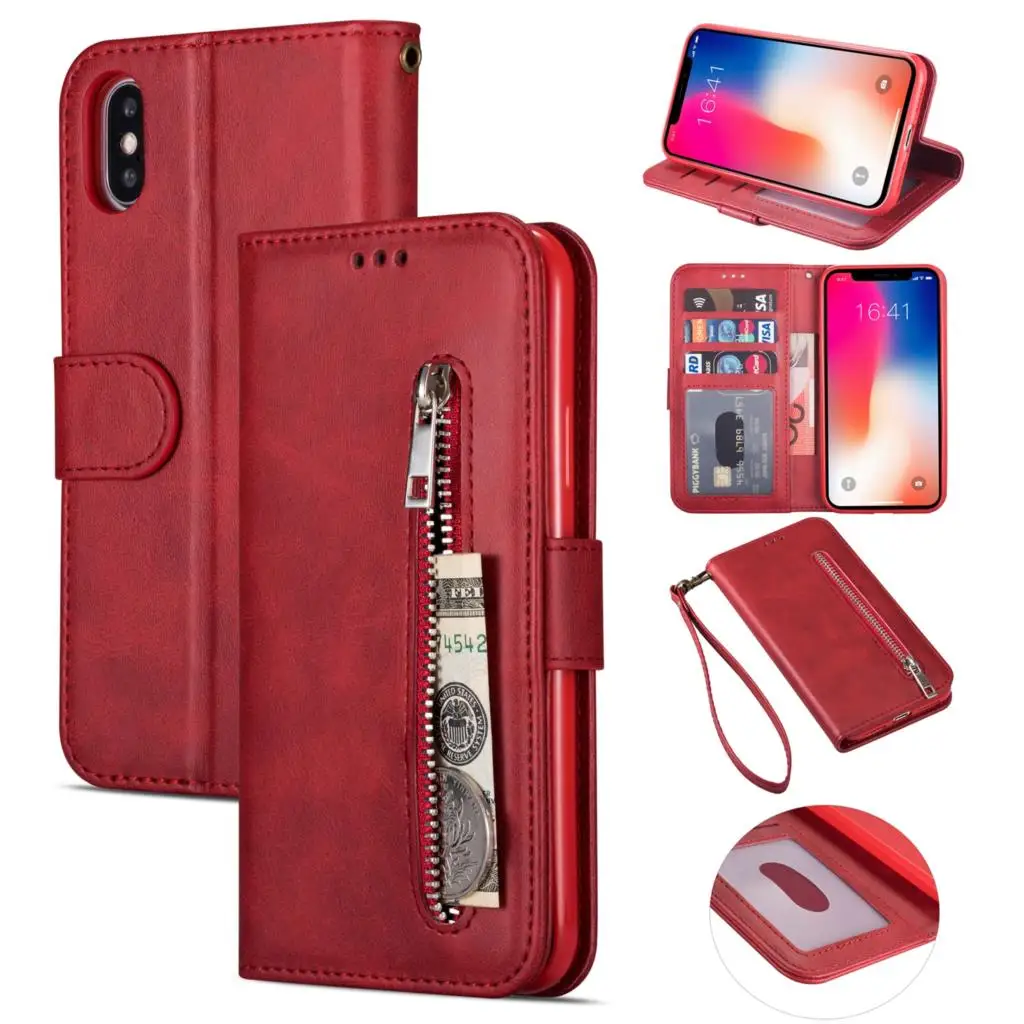 

Wallet Stands Book Cover Case For Samsung Galaxy S6 S7 Edge S8 S9 S10 Plus S10e 5G With PU Leather Flip Phone Wallet Zipper Bags