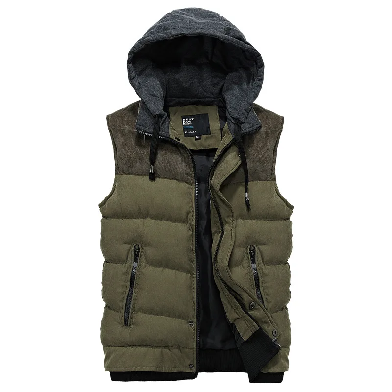 

Free shipping Spring Autumn Winter Men Vest Casual Hooded Cotton-padded Waistcoat Size M,L,XL,2XL,3XL