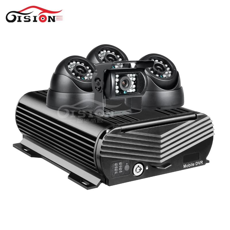  Gision vehículo móvil Dvr 4CH H.264 AHD 1080 P del coche Dvr PC/teléfono vista en línea de autobús/