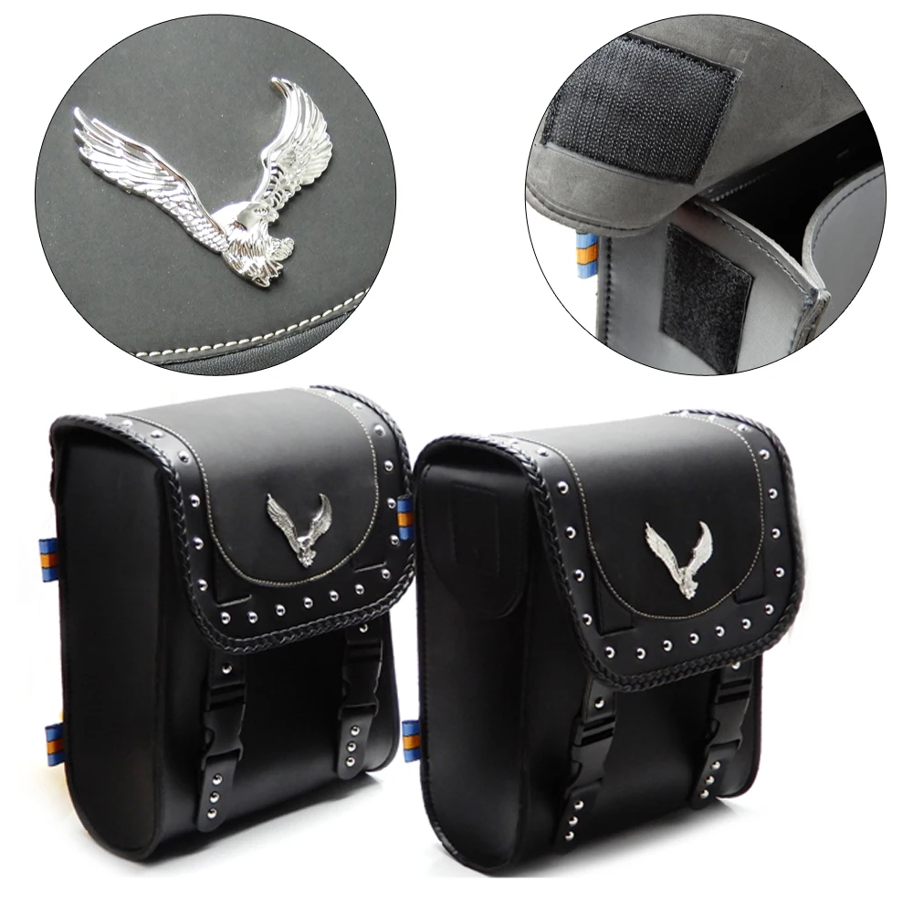 Universal Motorcycle bags Outdoor 2X Leather Synthetic Handlebar Bags Front Fork Tool Bag for
