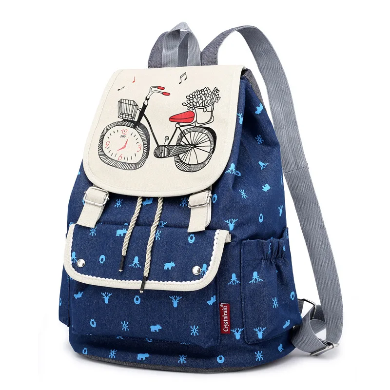 

S-801# New Fashion Double Shoulder bag leisure Canvas creative travel Student Bag Women Backpack
