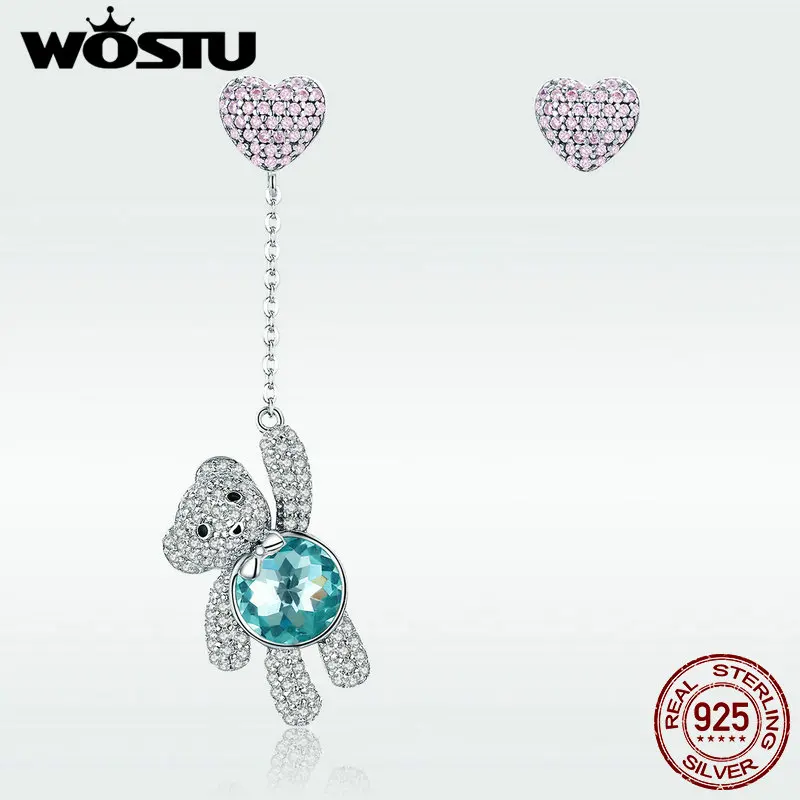 WOSTU Роскошные серьги гвоздики из 100% стерлингового серебра 925 пробы с
