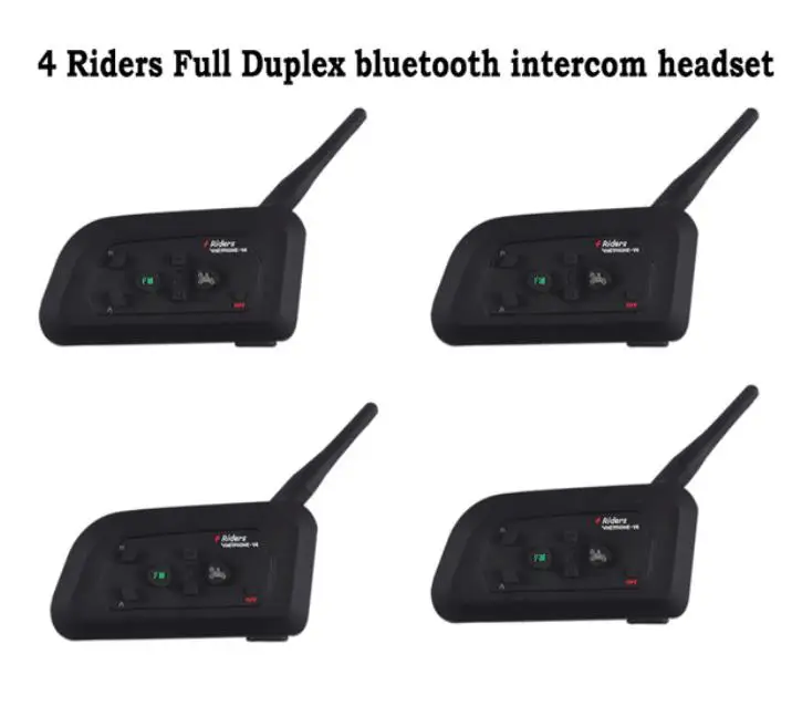 

4pcs/lot Vnetphone V4 Full Duplex Bluetooth Helmet Intercom Motorbike BT Interphone Headset Earphone