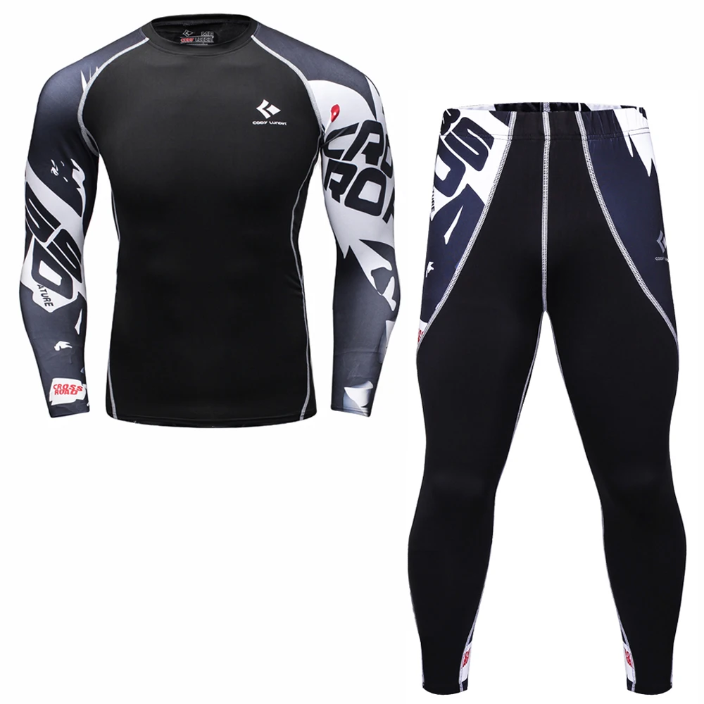 

New Compression Men Set Bodybuilding T shirts Leggings Suit Man Suits Workout Fitness Sportswear Sets Dropshipping