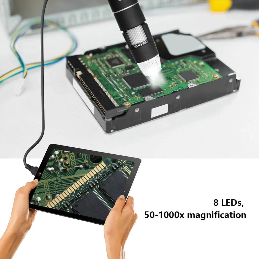 Многофункциональный портативный цифровой микроскоп USB интерфейс Электронные Микроскопы с 8 светодиодами