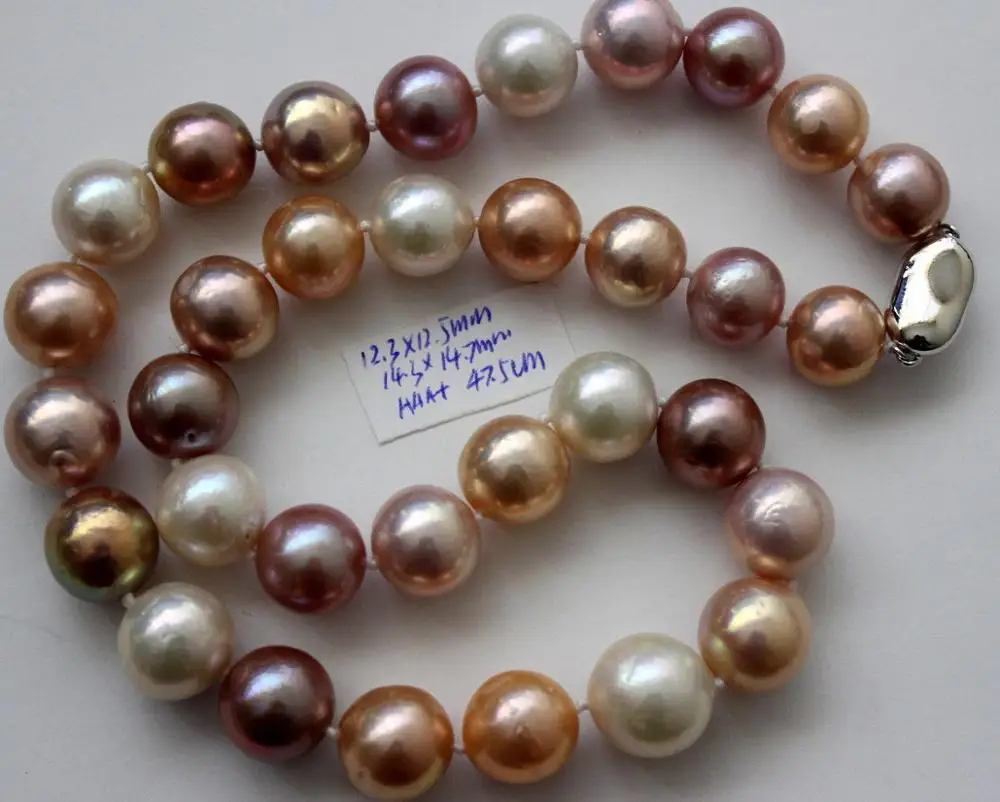 

gorgeous 10-11mm south seas white pink purple pearl necklace 18inch s925 (9.13)