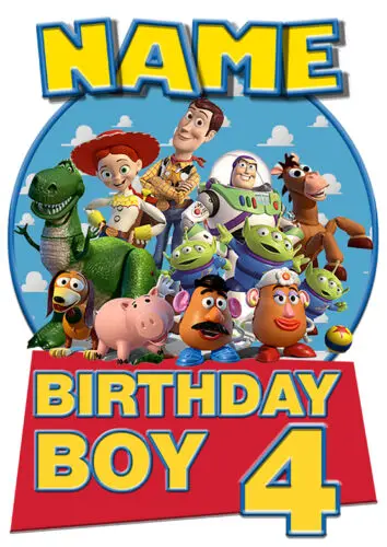 

Toy Story Birthday Personalised Boys Girls T-Shirt Age 4 Ideal Gift/Present