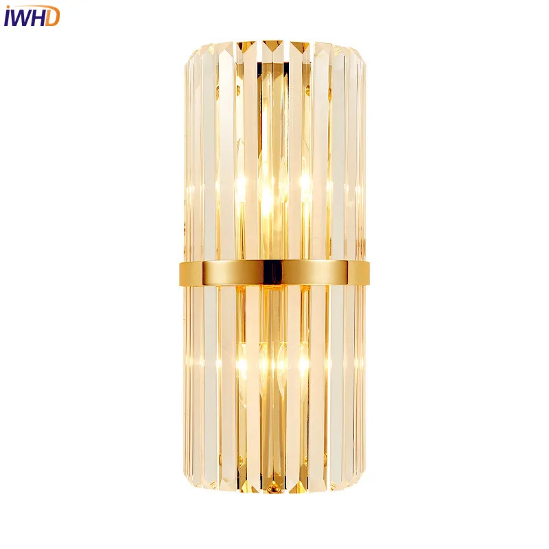 

IWHD Nordic Luxury Crystal Wall Lamp Beside Living Room Villa Hotel LED Wall Light Sconces Arandela Cristal Lustre Wandlamp