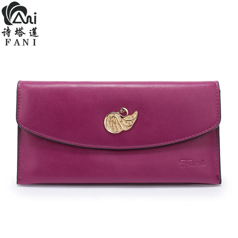 

FANI Brand Genuine Leather Women Wallet Long Thin Purse Fashion Standard Wallet Cowhide multiple Cards Holder Clutch Bag