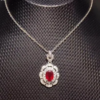 

Natural ruby necklace pendant 1ct gemstone Free shipping Origin real ruby 925 sterling silver Fine jewelry #SB18111509