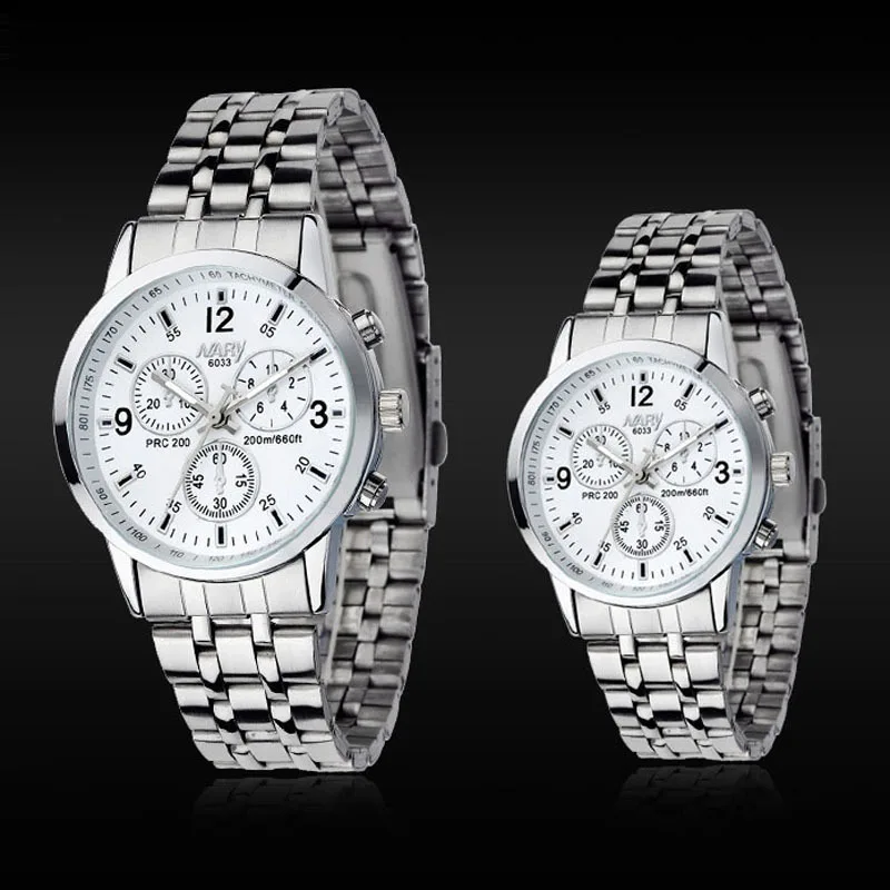 NARY Brand Fashion Men Watch Stainless Steel Band Calendar Women Watch Casual Business Quartz Wristwatch Clock