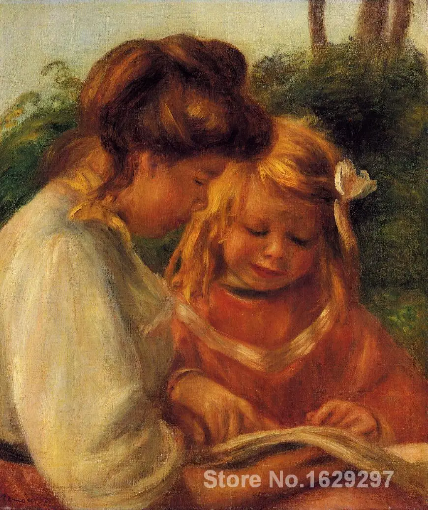 

canvas oil paintings The Alphabet (Jean and Gabrielle) by Pierre Auguste Renoir Reproduction art Hand-painted High quality