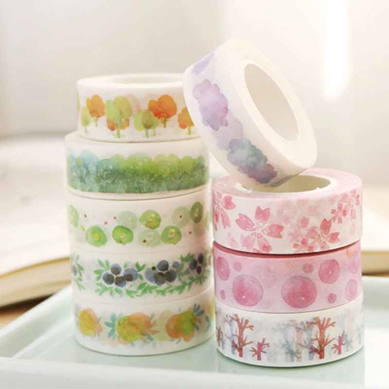 

1.5cm*7m cute fresh watercolor washi tape diy decoration for scrapbooking masking tape adhesive tape
