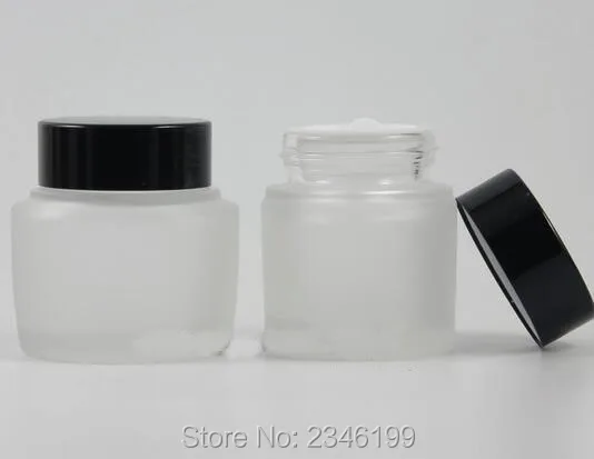 40G 40ML Transparent Frost Glass Bottle Empty Cosmetic Container Black Color Cream Sample Packaging Jar 18pcs/lot | Красота и