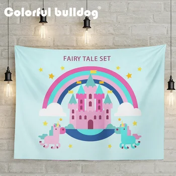 

Fashion Magical Unicorn Hanging Large Blankets Love Pattern Hot Air Balloon Rocket Wall Art Tapestry Decorative Custom Bedspread