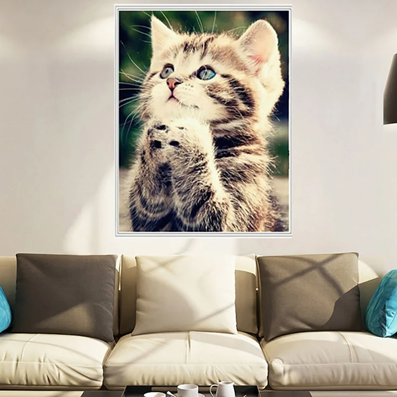 

Cross Stitch Naughty Kitten Cat Diamond Embroidery 5d Diamond DIY Painting Cross Stitch KIT wall paper