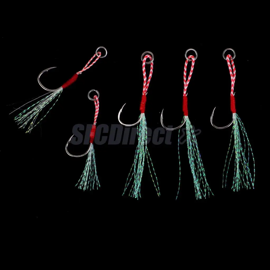 5Pcs Deep Sea Fishing Assist Hooks Worm Barbed Hooks Live Baits Hooks with PE Line 13# 15# 17#