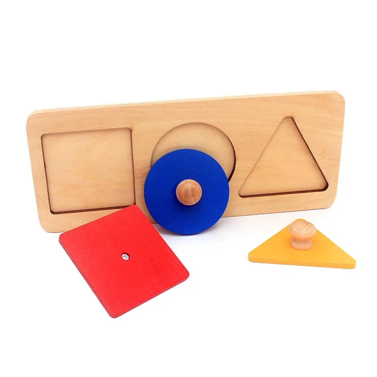 Holz Montessori sensorische kognitive Geometrie blockiert frühes Lernspielzeug 