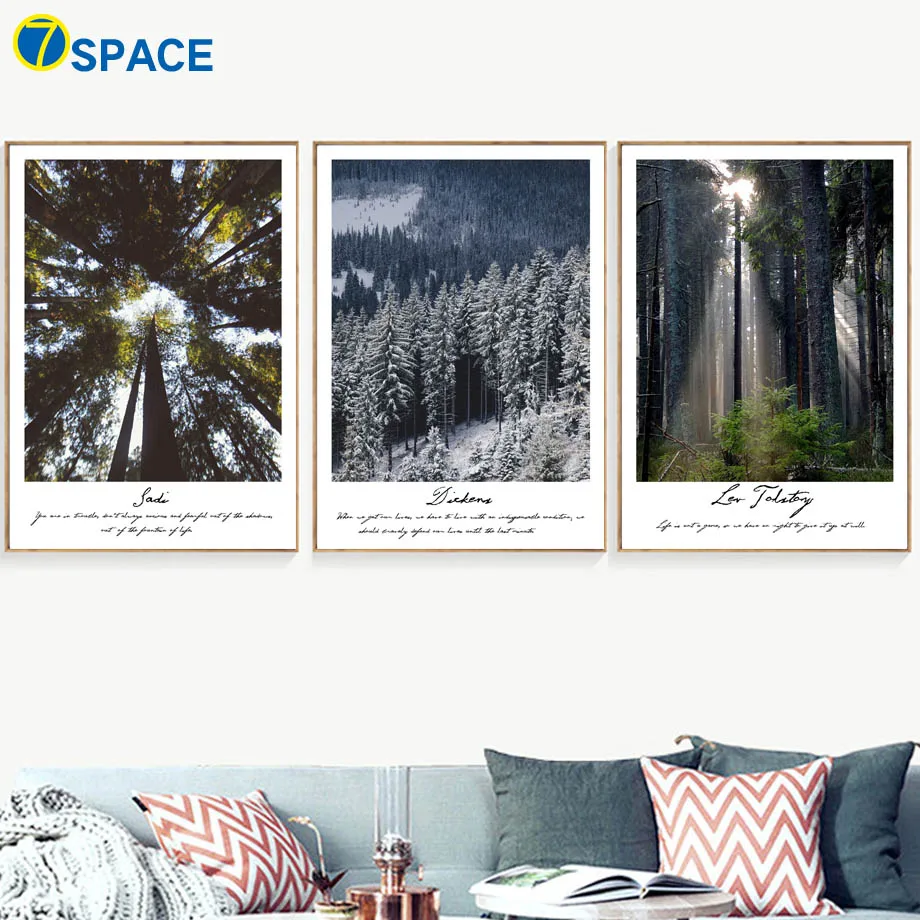 

Forest Cedar Snow Quotes Landscape Wall Art Canvas Painting Nordic Posters And Prints Wall Pictures For Living Room Home Decor
